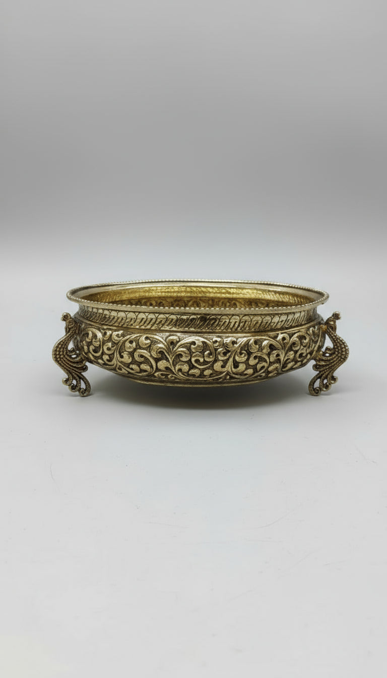 Brass Antique finish peacock legs Urli/Bowl ideal for Pooja Purpose/ home décor/ gift item